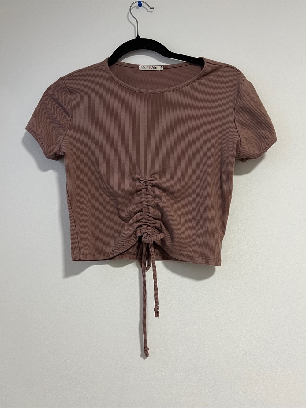 Heart Hips Mauve Ruched Front Crop Top